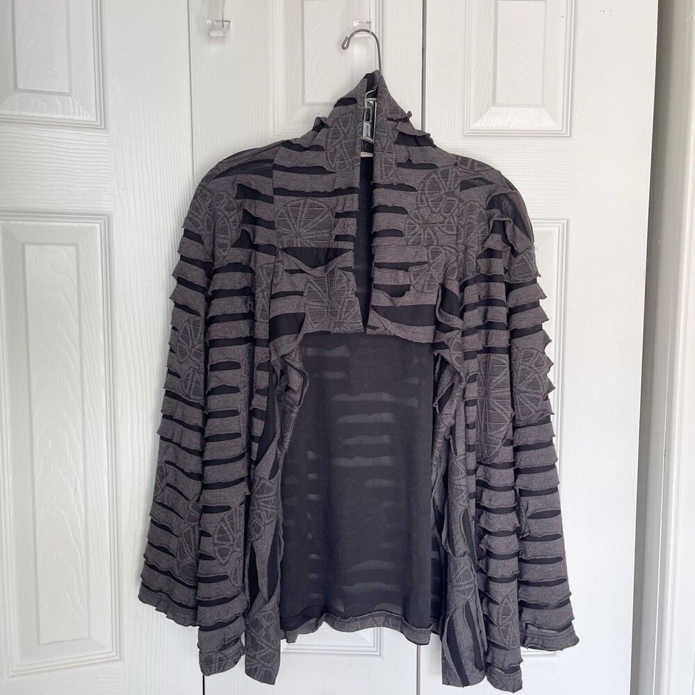 Women’s Sweater Draped Cardigan Size Large Gray Long Sleeve - Picture 14 of 16